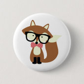 Stropdas en bril Hipster Brown Fox Ronde Button 5,7 Cm (Voorkant)