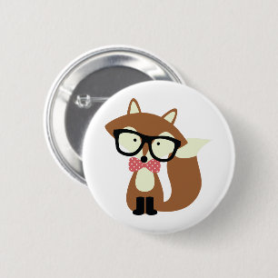 Stropdas en bril Hipster Brown Fox Ronde Button 5,7 Cm