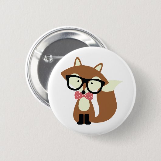 Stropdas en bril Hipster Brown Fox Ronde Button 5,7 Cm (Voorkant /achterkant)