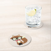 Stropdas en bril Hipster Brown Fox Ronde Kartonnen Onderzetter (Insitu)