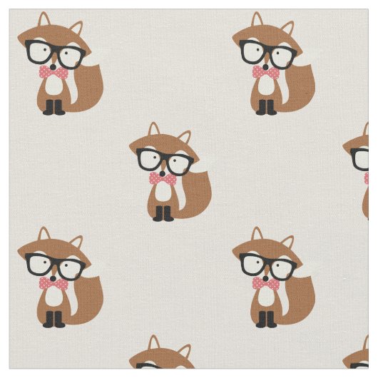 Stropdas en bril Hipster Brown Fox Stof (Close Up)