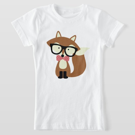 Stropdas en bril Hipster Brown Fox T-shirt (Laagn)