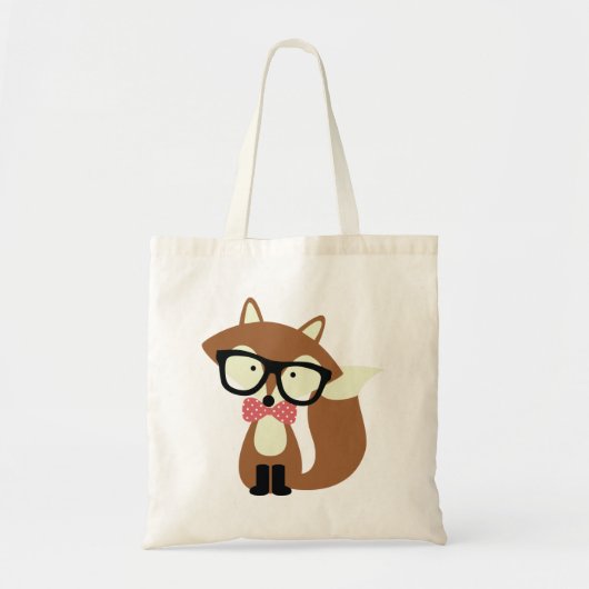 Stropdas en bril Hipster Brown Fox Tote Bag (Voorkant)