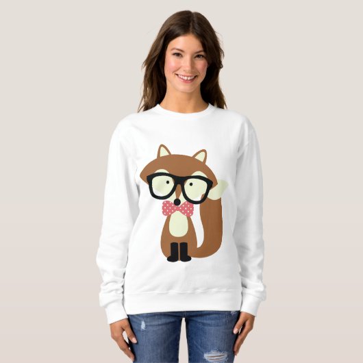Stropdas en bril Hipster Brown Fox Trui (Voorkant volledig)