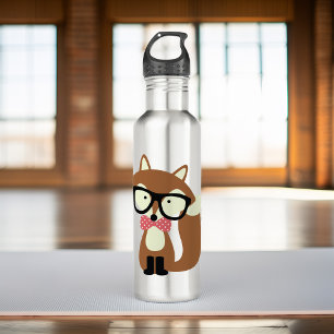 Stropdas en bril Hipster Brown Fox Waterfles