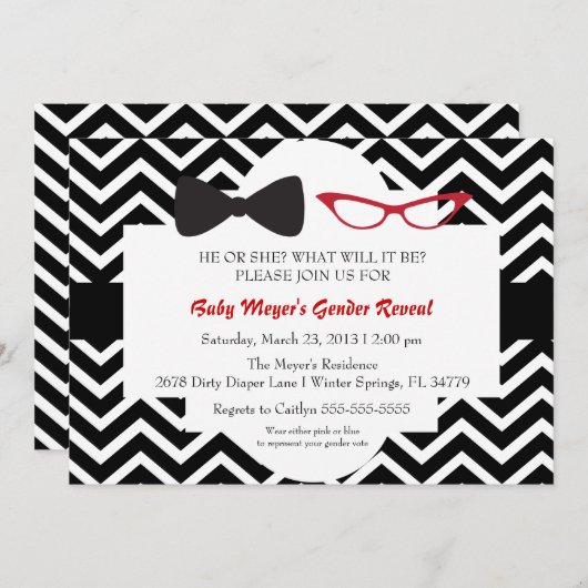 Stropdas en glazen Genderkwesties onthullen partij Kaart (Voorkant / Achterkant)