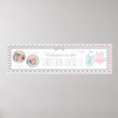 Stropdas en Tutu en Chevron Print Baptism Banner (Voorkant)