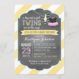 Stropdas en Tutu Twins Baby shower Kaart