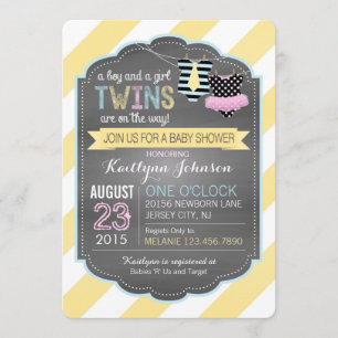 Stropdas en Tutu Twins Baby shower Kaart