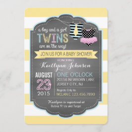 Stropdas en Tutu Twins Baby shower Kaart