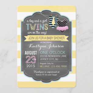 Stropdas en Tutu Twins Baby shower Kaart