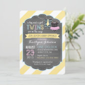 Stropdas en Tutu Twins Baby Sprinkle Kaart (Staand voorkant)