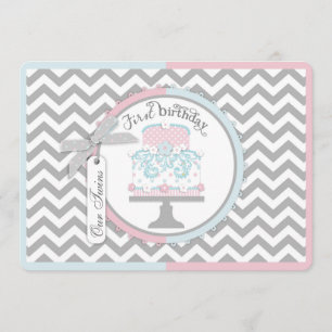 Stropdas en Tutu Twins First Birthday Kaart