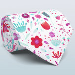 Stropdas Floral Waterverf<br><div class="desc">Moderne botanische waterverf schilderij van aquablauw, roze en paarse wilde bloemen op een witte achtergrond.</div>