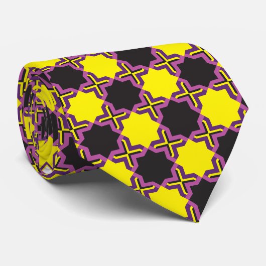 Stropdas gele zwarte roze paarse game (Opgerold)