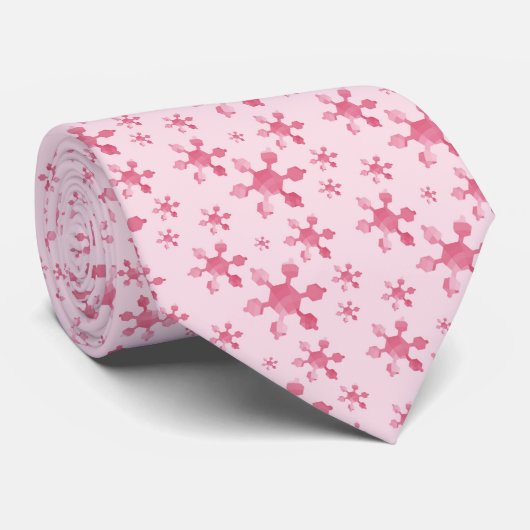Stropdas Geometrische sneeuwvlokken - Roze (Opgerold)