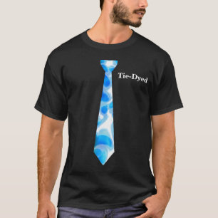 Stropdas geverfd blauw en wit Patroon Fake NeckTie T-shirt