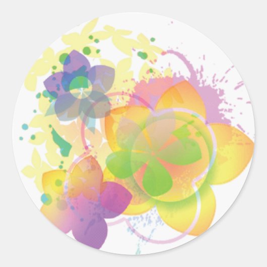 Stropdas geverfde bloemen 2 ronde sticker (Voorkant)