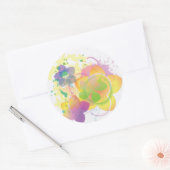 Stropdas geverfde bloemen 2 ronde sticker (Envelop)