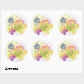 Stropdas geverfde bloemen 2 ronde sticker (Vel)