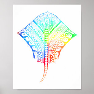 Stropdas geverfde kleuren stammenstraal poster