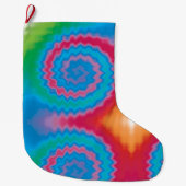 Stropdas-geverfde roovy retro-draderpatroon koel grote kerstsok (Voorkant)