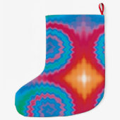 Stropdas-geverfde roovy retro-draderpatroon koel grote kerstsok (Achterkant)