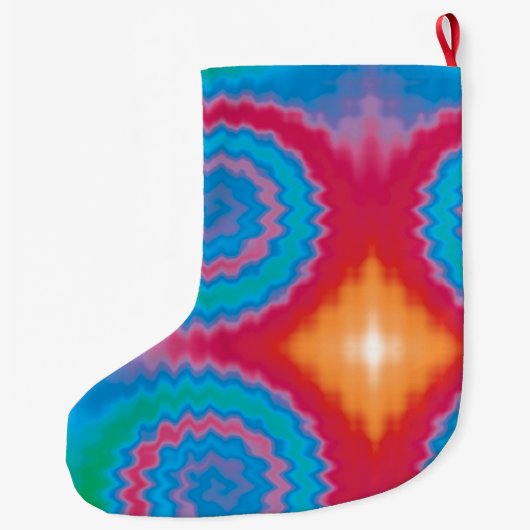 Stropdas-geverfde roovy retro-draderpatroon koel grote kerstsok (Achterkant)