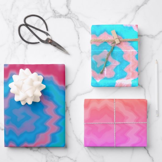 Stropdas-geverfde roovy retro-draderpatroon koel inpakpapier vel (Voorkant)