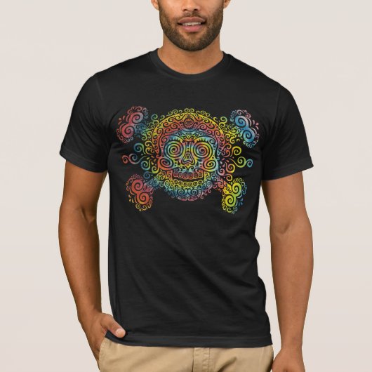 Stropdas-geverfde suikerschedel t-shirt (Voorkant)