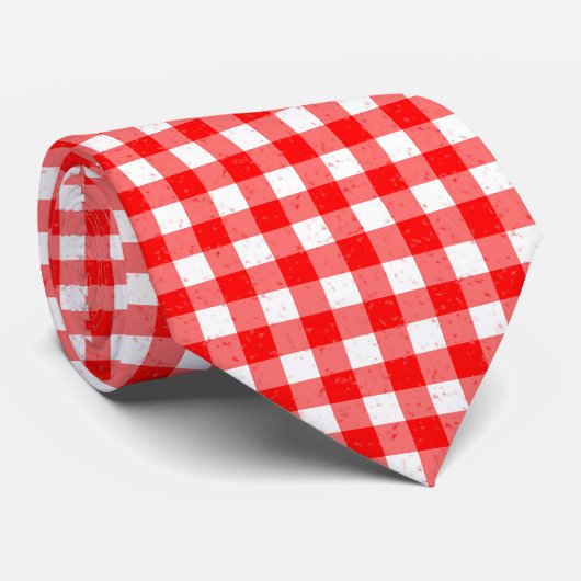 Stropdas Gingham Red en White Pattern (Opgerold)
