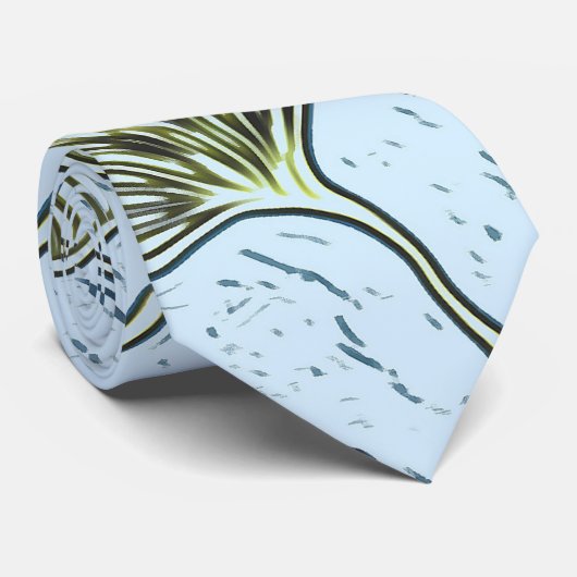 Stropdas Ginkgo Leaves op Blue (Opgerold)