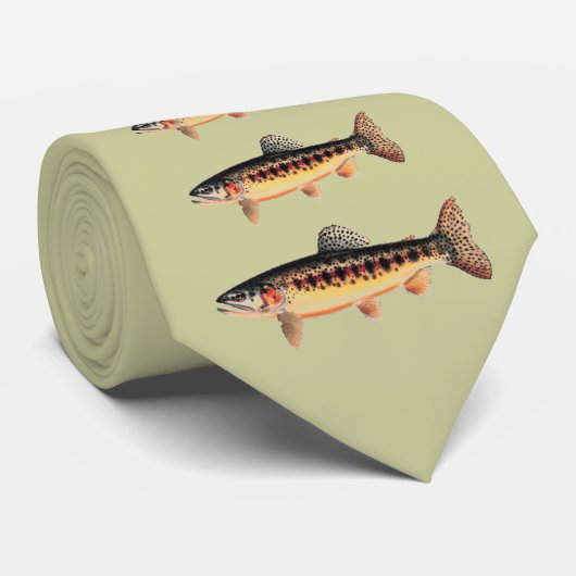 Stropdas Golden Trout Stepladder (groene achtergro (Opgerold)