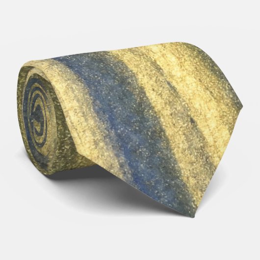 Stropdas goudblauwe lijnen (Opgerold)