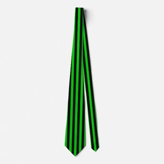 Stropdas Groen en Zwart Verticaal Stripes (Voorkant)