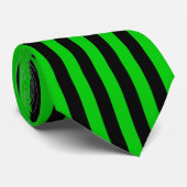 Stropdas Groen en Zwart Verticaal Stripes (Opgerold)