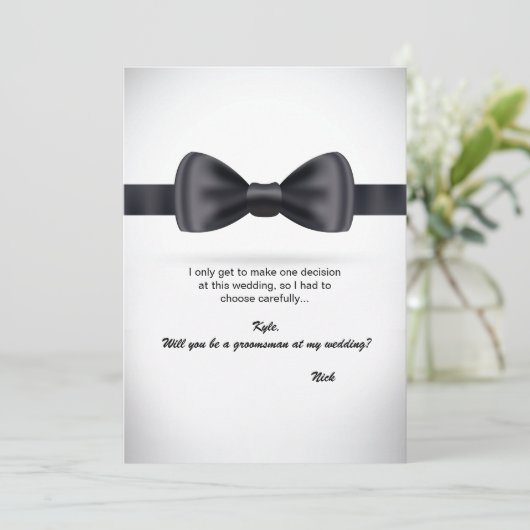 Stropdas Groomsman Verzoek om zwarte zijderoute Kaart (Staand voorkant)