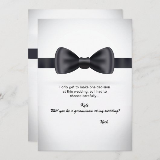 Stropdas Groomsman Verzoek om zwarte zijderoute Kaart (Voorkant / Achterkant)