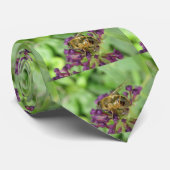 Stropdas Honingbij en paarse bloemen (Opgerold)
