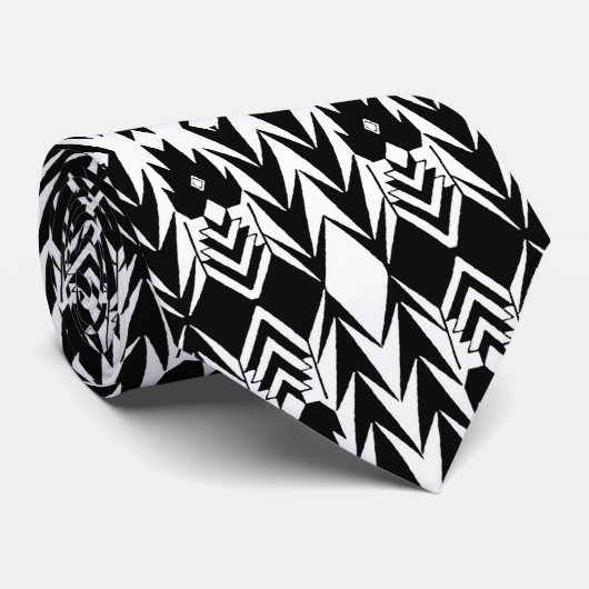 Stropdas Indische Print Zwart Wit (Opgerold)