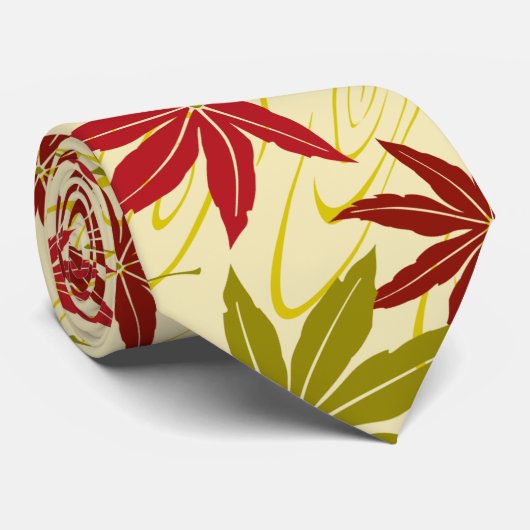 Stropdas JAPANESE MAPLE LEAF (CREME) (Opgerold)