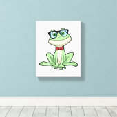 Stropdas kikker Nerd Student Glasses Canvas Afdruk (Insitu (Houten vloer))