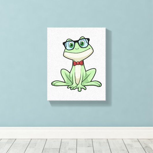 Stropdas kikker Nerd Student Glasses Canvas Afdruk (Insitu (Houten vloer))