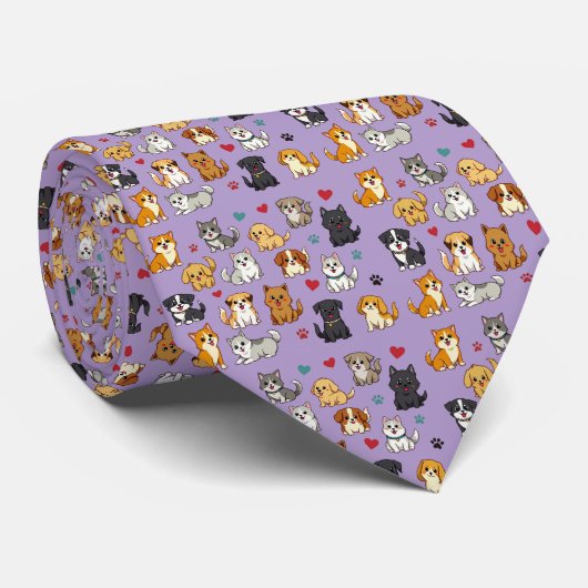 Stropdas Kittens en Puppies (Opgerold)