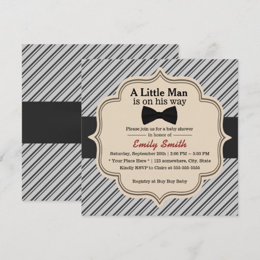 Stropdas klein Man Baby shower Kaart (Voorkant / Achterkant)
