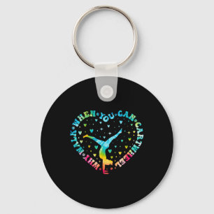 Stropdas-kleurstof Hart Cartwheel Gymnastiek Cheer Sleutelhanger
