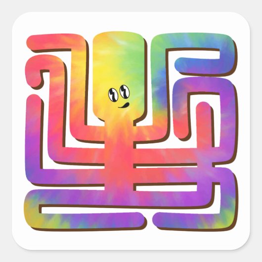 Stropdas-kleurstof octopus vierkante sticker (Voorkant)