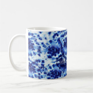 stropdas-kleurstof shibori-zeemaand blauwe gepatte koffiemok