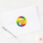 Stropdas-kleurstof vredesteken emoji ronde sticker (Envelop)