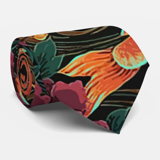 Stropdas Koi en Peonies (Opgerold)